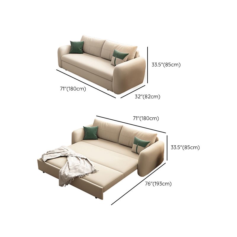 Modern Sofa Bed in Beige 32.5" Wide Microfiber Sofa Bed with Pillow Back