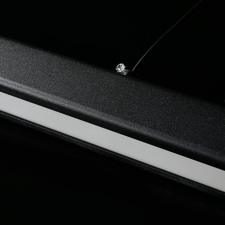 Modern Metal Island Light Strip Colgante de isla LED negra para comedor
