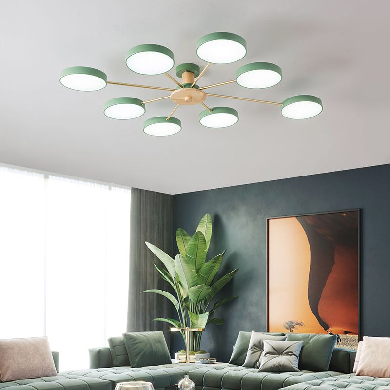 Molécula minimalista LED Light Light Sala de estar acrílico Semi Flush Chandelier