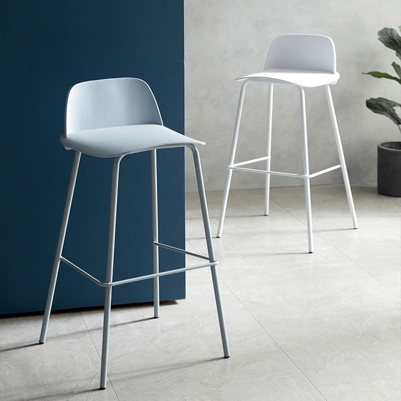 Plastic Scandinavian Bar Stools Low Back Barstool with 4 Iron Legs