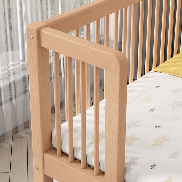 Solid Wood Contemporary Washed Nursery Crib Brown with Guardrail