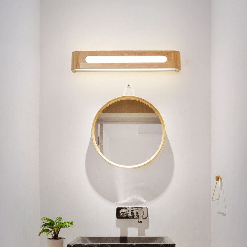 Modern Minimalist Style Rectangle Vanity Wall Light Fixtures Wood Vanity Lights