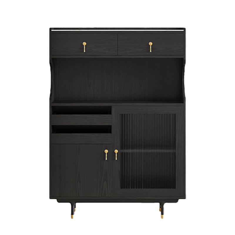 Contemporary Storage Cabinet Wooden Glass Doors Dining Hutch with Drawers