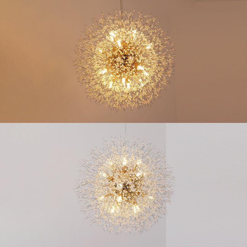 Aparte de iluminación suspendido de diente de león luces colgantes colgantes de múltiples cabezas múltiples con cristal