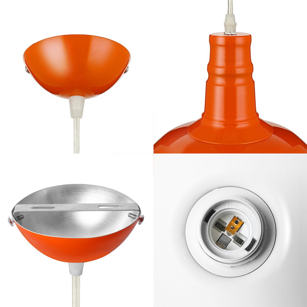 Tazón naranja/azul/verde luz colgante con protector de alambre metal industrial 1 Luz de comedor de comedor de luz, 10 "/14"/18 "Dia