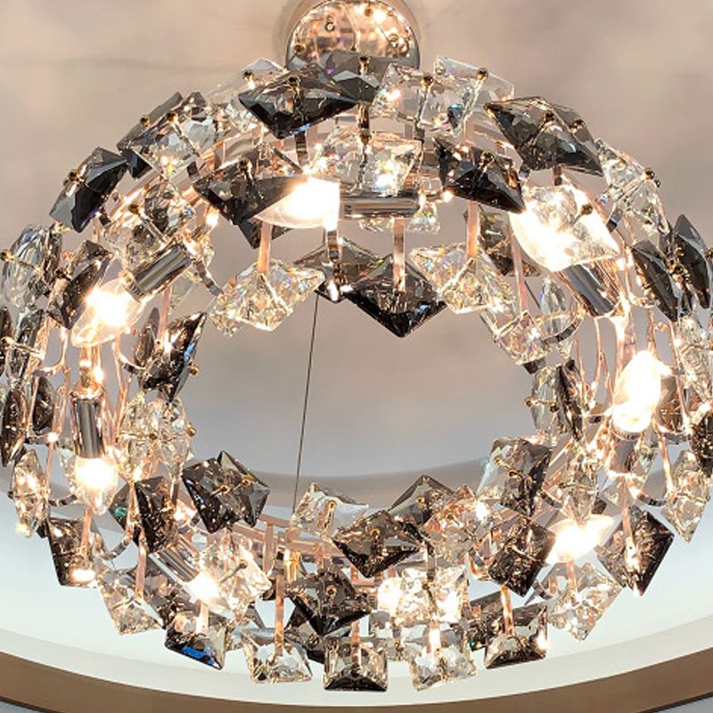 Luci a sospensione geometrica Modern Crystal Crystal Crystal Apparecchiatura di illuminazione in grigio