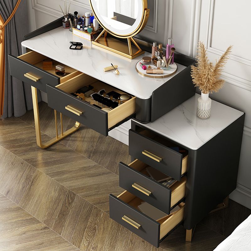 Black/White Make-up Vanity Luxurious Stone Top Dressing Table