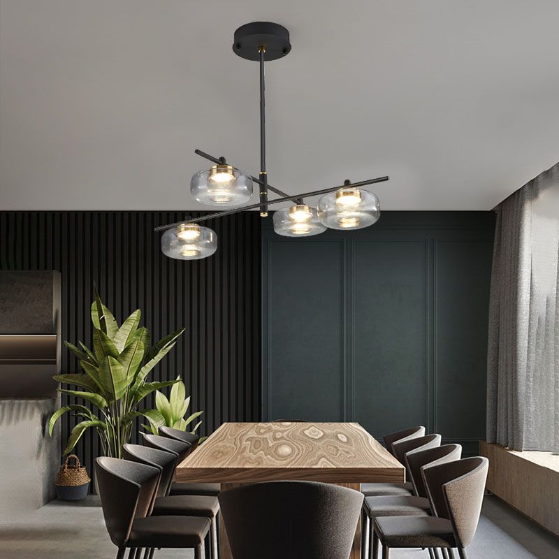 Modern Black Sputnik Chandelier Light Fixtures Aluminum Hanging Lamp for Living Room