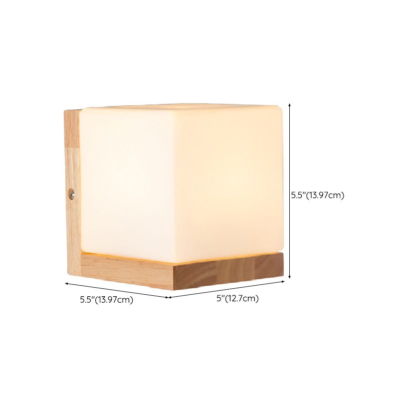 Wood Sqaure Shape Wall Sconce Modern Style 1 Light Wall Light Fixture in Brown
