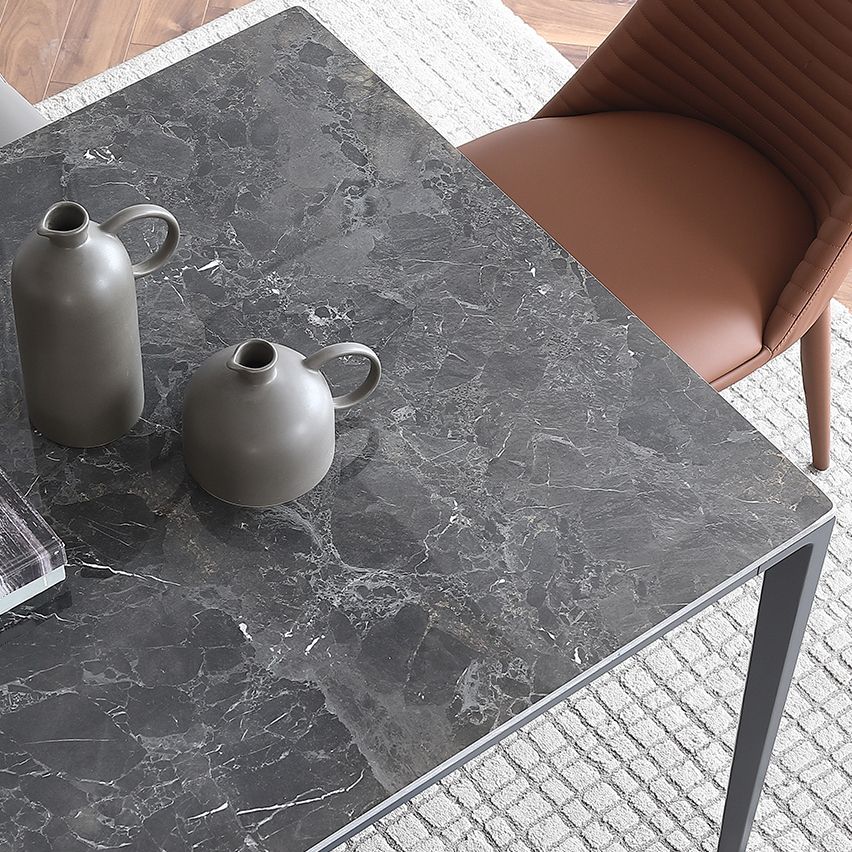 Simple Style Sintered Stone Table 4 Legs Aluminum Base Rectangle Table for Home