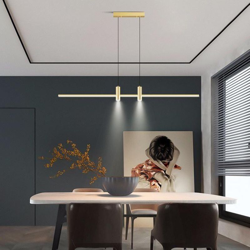 3 Lights Metal Linear Modern Hanging Island Lights for Dining Room