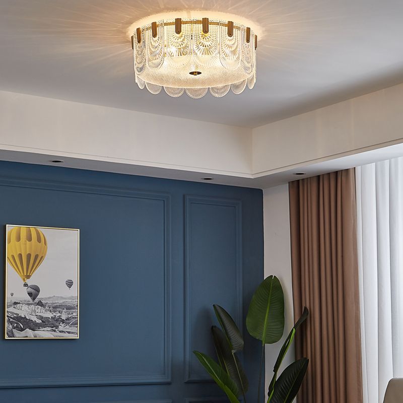 Lampade da incasso in metallo Lampade da soffitto tradizionali a semi-incasso con paralume in vetro