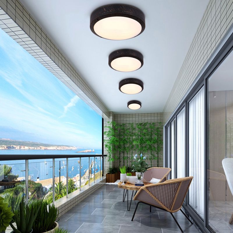 Retro Geometric Flush Mount Lamp Metallic LED Ceiling Light for Outdoor