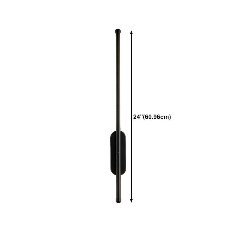Minimalist Metal Wall Light Straight LED Wall Sconce in Black for Bedroom
