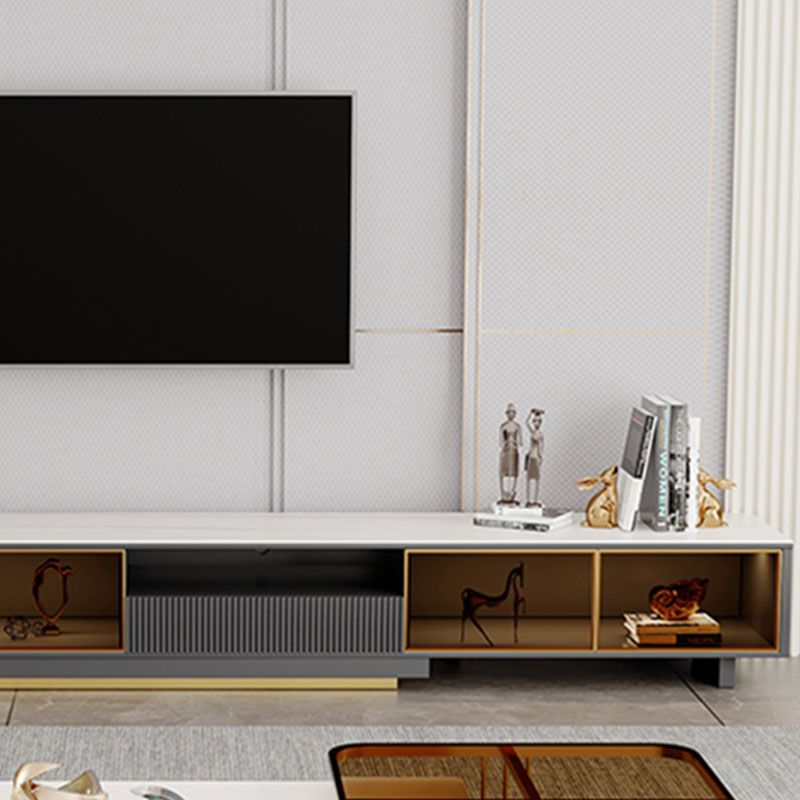 Contemporary TV Media Stand Faux Wood 1 Drawer Media Console
