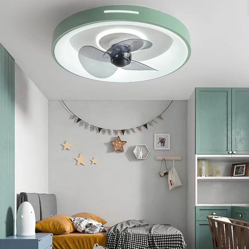 Metal Geometric Ceiling Fan Lights Modern Style 2 Lights LED Flush Light