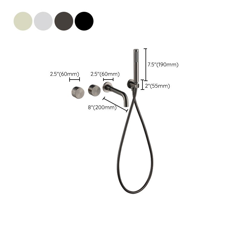 Modern Wall Mounted Metal Tub Filler Trim Low Arc Bathroom Faucet