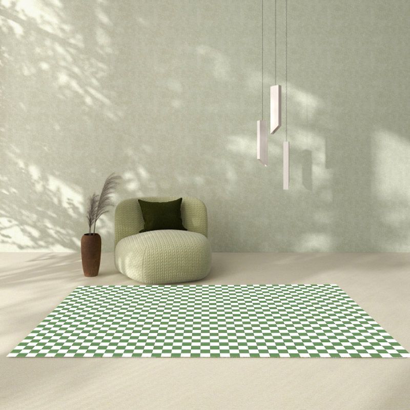 Modern Checkered Pattern Rug Polyester Indoor Carpet Stain Resistant Carpet for Living Room