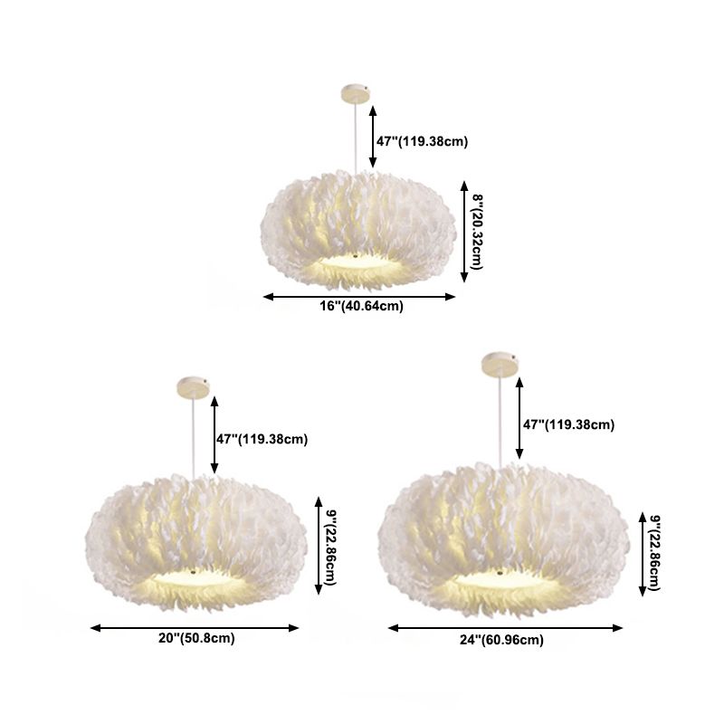 Nordic White Chandelier Feather Geometric Chandelier Pendant for Living Room