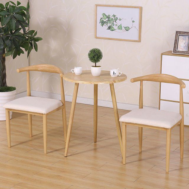 Contemporary Round and Wooden Square Dining Table for 2 People