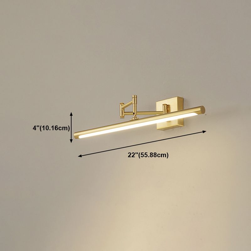 Metal Strip Wall Vanity Light Modern Style 1 Light Vanity Lighting Ideas in Gold