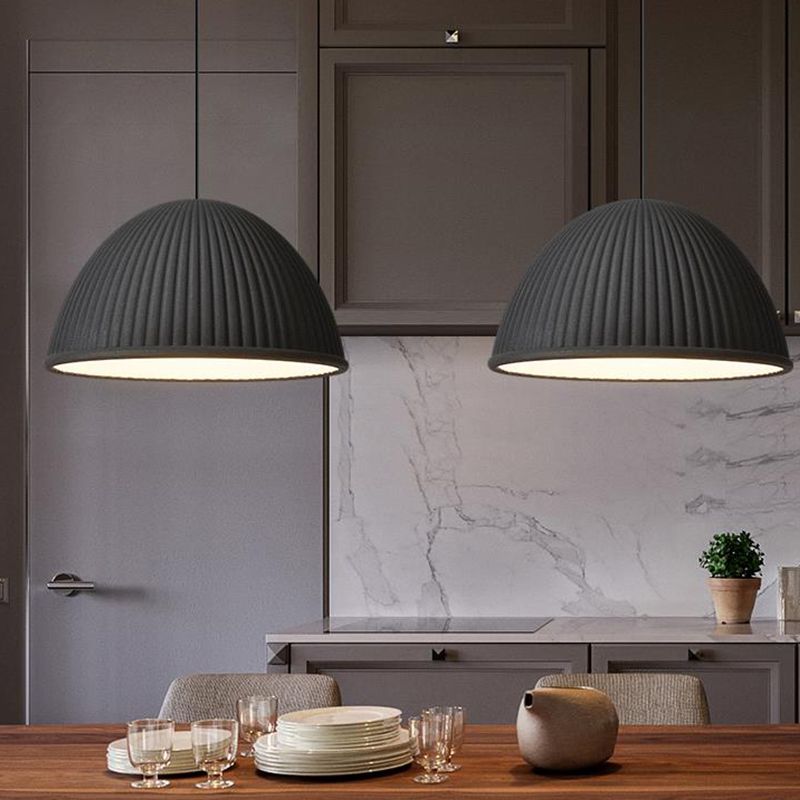 Salle à manger suspendue résine 1 ampoule de style macaron de style macaron en dôme