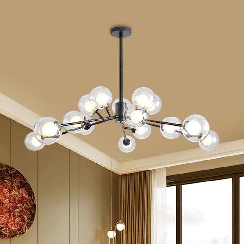 Restaurant Hotel Branch Large Chandelier Metal 15/18 Lights Modern Black/Gold Hanging Lamp