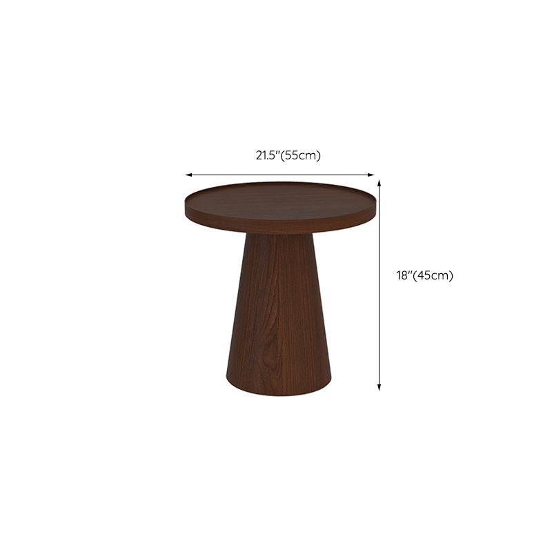 Scandinavian Brown Table Round Pedestal Solid Wood End Table