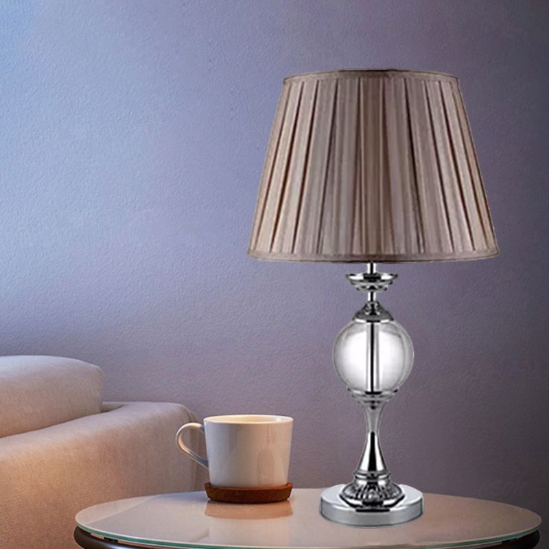 Luz de mesa de 1 bombilla con tela de sombra plisada cónica