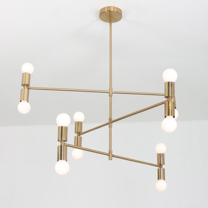 Postmodern Hanging Light Fixture Metal 12-Light Dining Room Chandelier