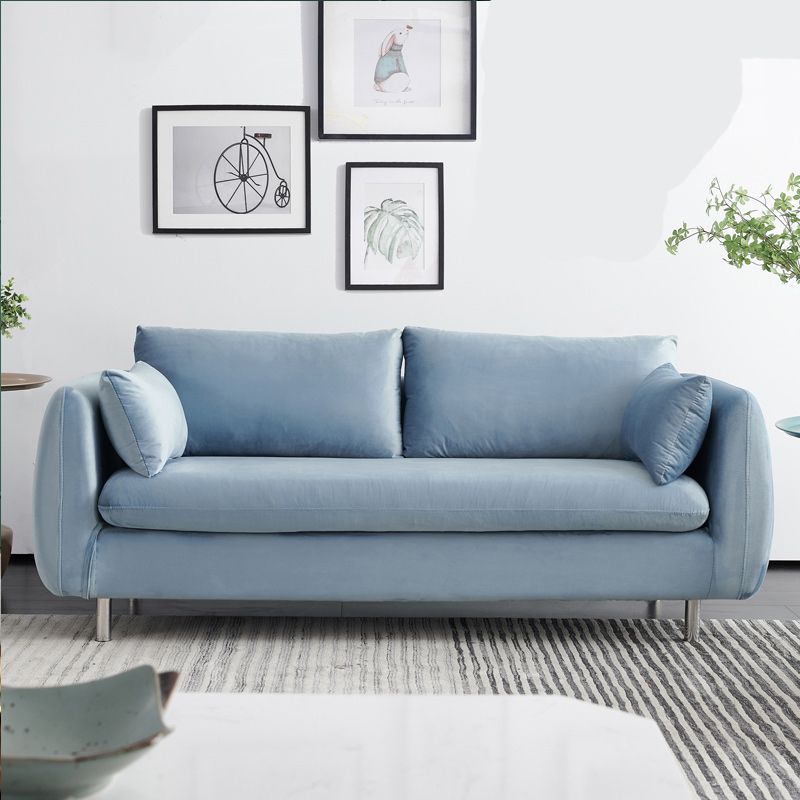 Loose Back Linen Sofa 3/4-Seater Square Arm Cushions Seating