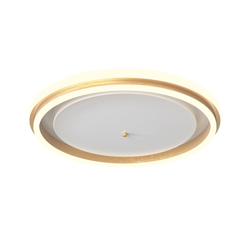 16.5"/20.5" Inch Width Metal Round Flush Ceiling Light Simple Gold/Coffee LED Flush Mount Lamp for Balcony, Warm/White Light