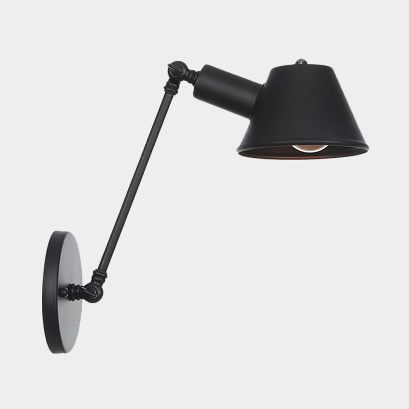 Black 1 Bulbe Mur Wall Lampe Farmhouse Ferme Iron Bell Mur Wall Mount Lightture avec 8 "/ 12" de long bras swing