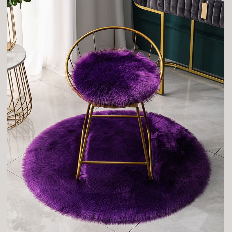 Round Casual Solid Shag Carpet Polyester Indoor Rug Non-Slip Backing Area Carpet for Home Decoration