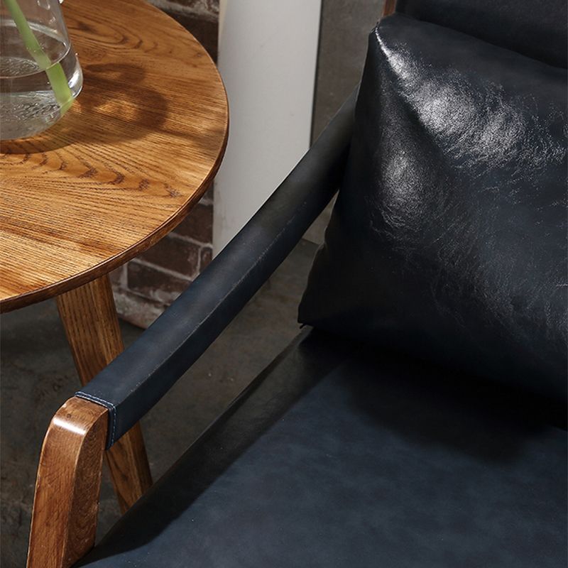 25.59" L x 29.52" W x 28.34" H Faux Leather Square Arms Lounge Chair with Pillow Back