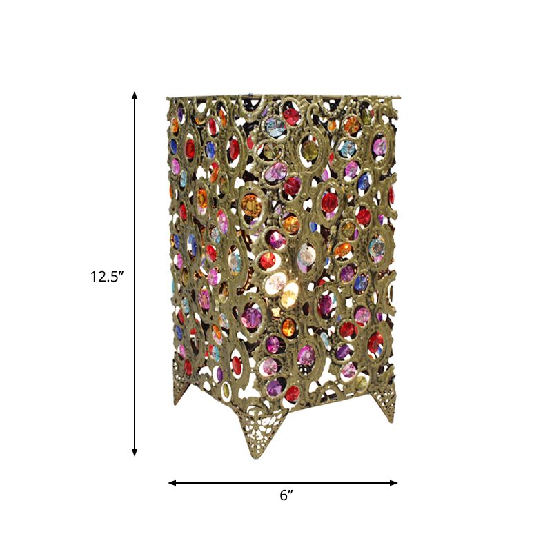 Metal Brass/Bronze Table Lamp Rectangular 1 Head Art Deco Nightstand Lighting for Living Room