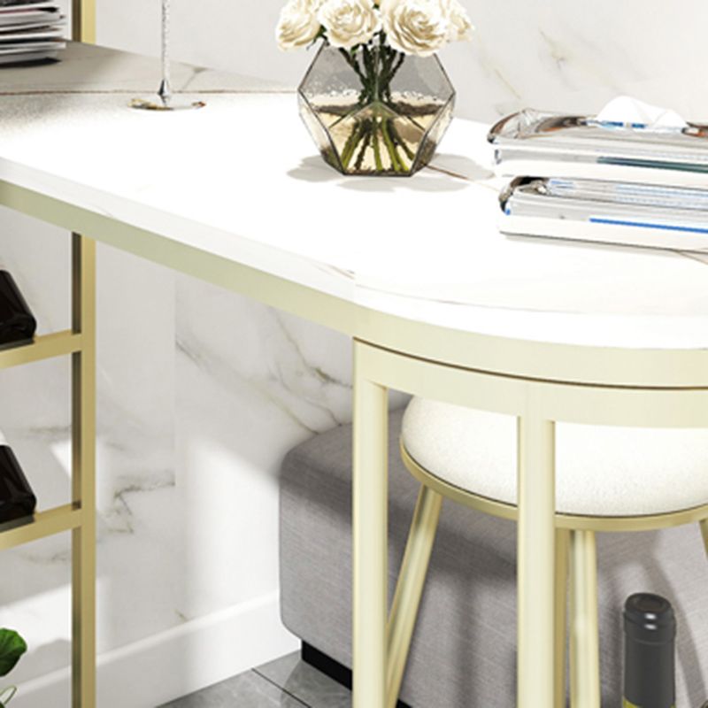 Metal Storage Base Bar Table Modern Stone Bar Table with Wine Rack and Wine Glass Holders