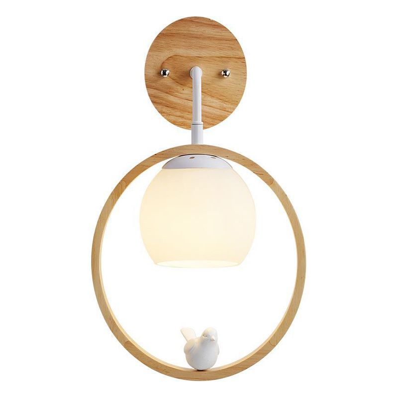 Single Beige/Brown Contemporary Style Wooden Unique Bathroom Vanity Light