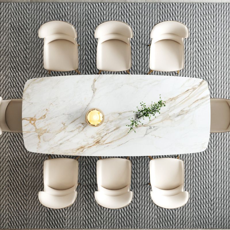Modern Sintered Stone Table Dining Rectangle Table with Metal Legs for Kitchen