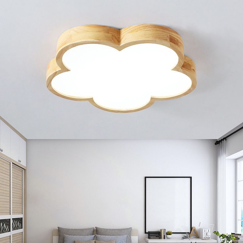Wood LED Ceiling Light Contemporary Flush Mount Lighting for Living Room