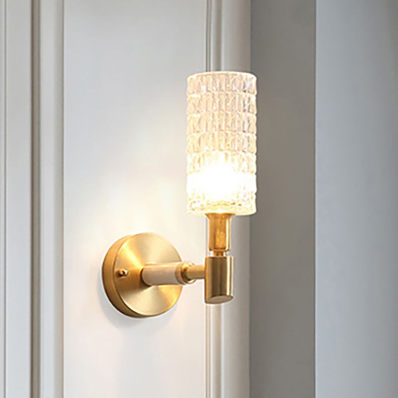 1 corridoio leggero Light Contemporary Style Oro Finitura Gold Sconcetto con bombola in vetro sfaccettato