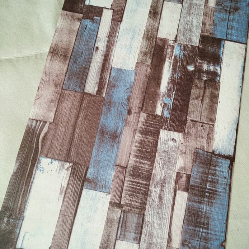 Country Faux Shiplap Wallpaper PVC Stain Resistant Multicolored Wall Covering for Home