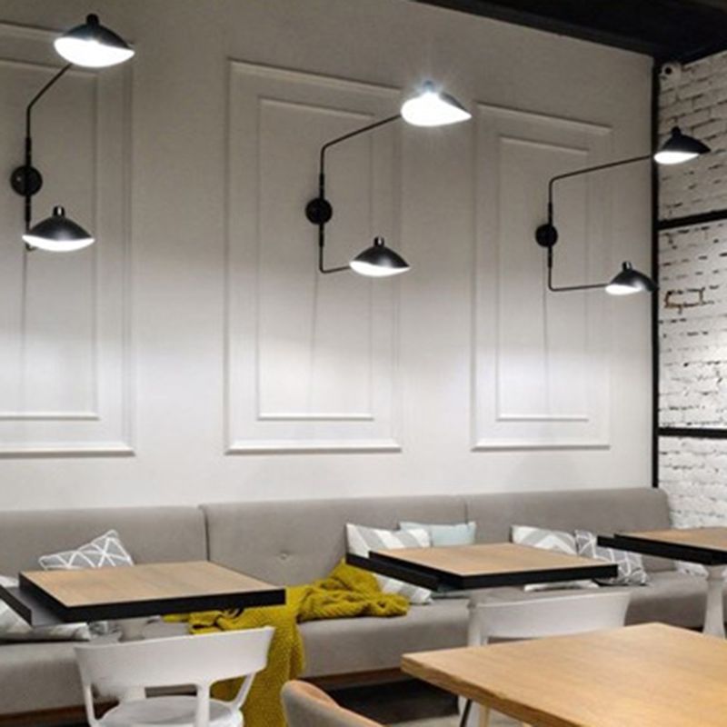 Black Modern Wall Sconce Geometric Shape Wall Light with Metal Shade for Bedroom