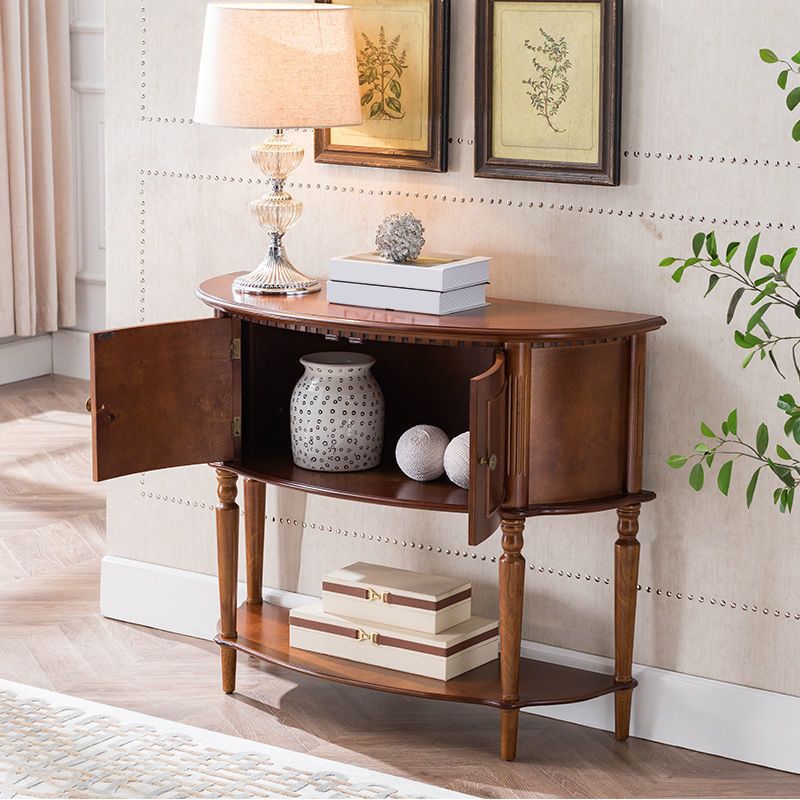 Mid-Century Modern Wooden End Table Half Moon Accent Table for Hall