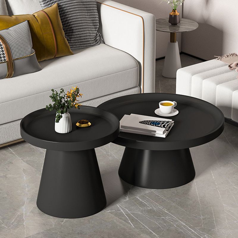 Round Tray Top Coffee Table Metal Black/White Cocktail Table