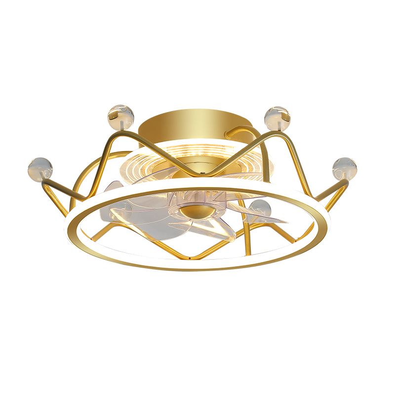Gold Circular LED Semi Flush Mount Einfachheit Acryl Fernbedienungs Deckenlüfter Beleuchtung