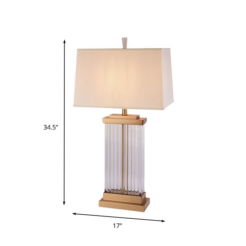 1 Kopf rechteckige Nachttischlampe moderne handgeschnittene Kristall-Leslicht in Gold