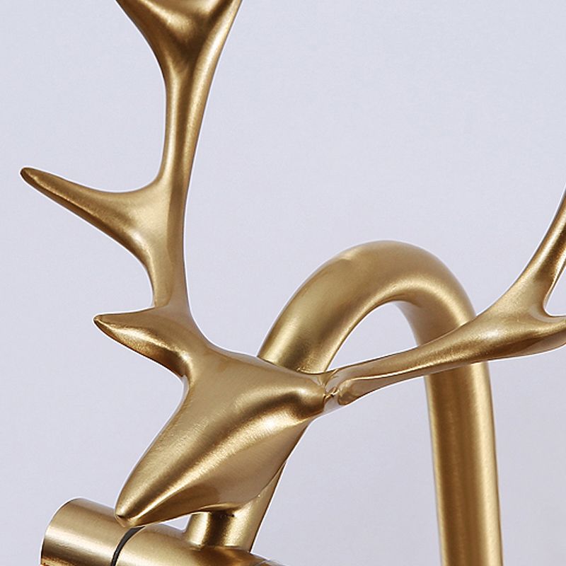 American Style Brass Vanity Light Straight LED Mirror Light with Antlers for Bathroom
