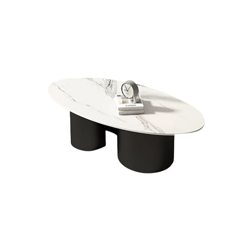 Contemporary Oval Top Coffee Table with Abstract Base Cocktail Table