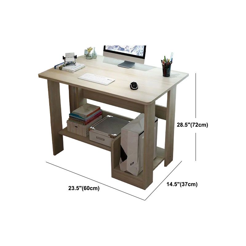 Contemporary Wooden Credenza Desk Rectangular Writing Desk with Bookshelf
